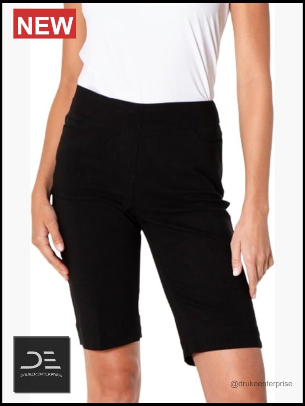 Tummy Control Pull-On Golf Shorts with Stretch Fabric